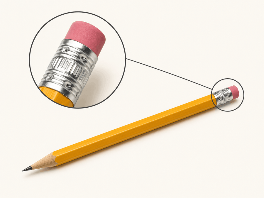 Metal part that holds a pencil eraser called a ferrule