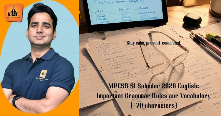 MPESB Police SI Subedar 2026 exam preparation English grammar and vocabulary notes