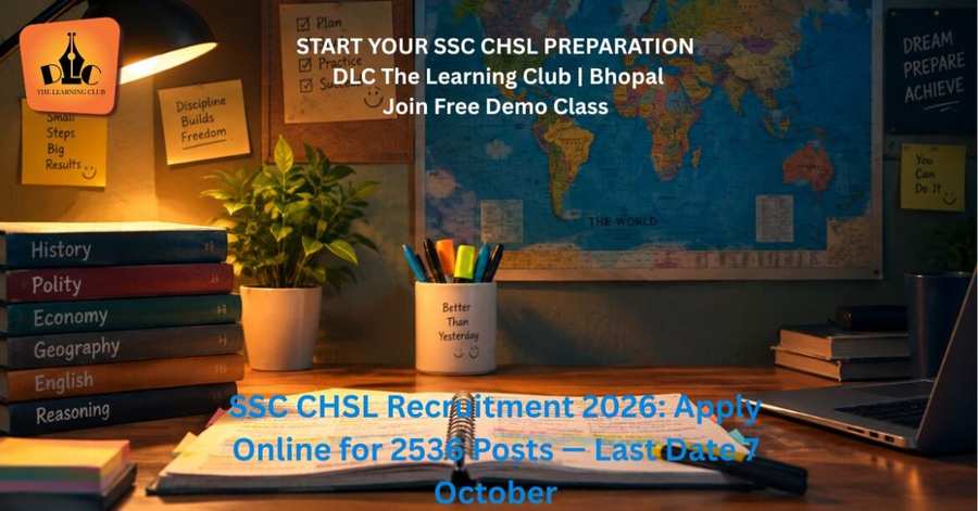 SSC CHSL Recruitment 2026 notification banner showing 2536 vacancies and apply online last date 7 October